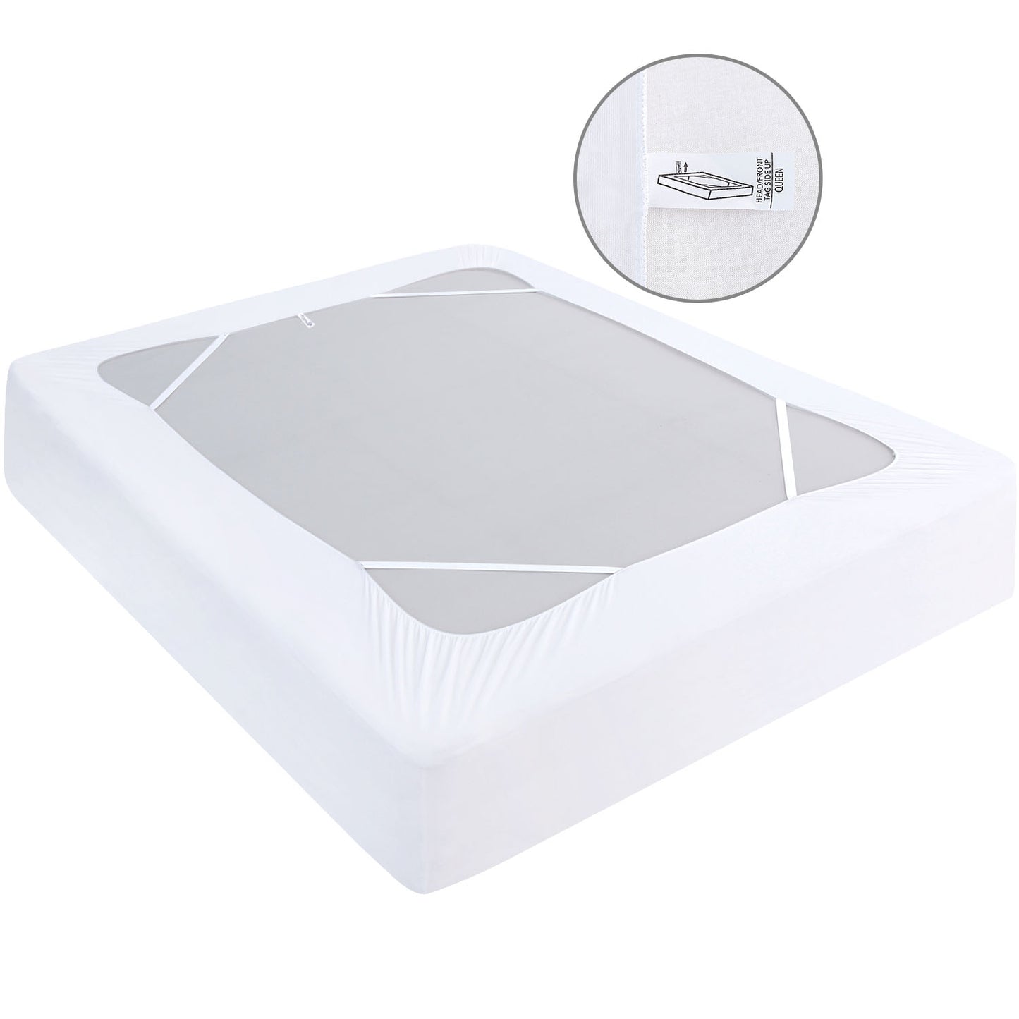 Box Spring Cover- Elastic Fabric Wrap, Sleek Alternative, White