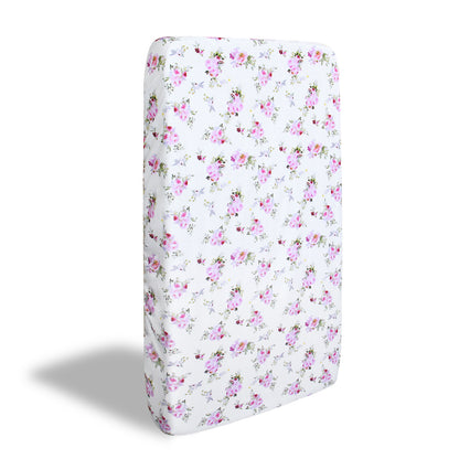Crib Sheets - Fit For Standard Crib, Microfiber, Sheer Lilac Floral Pattern