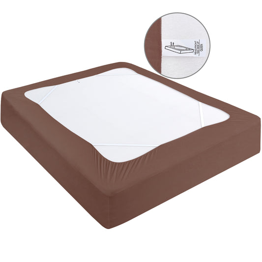 Box Spring Cover- Elastic Fabric Wrap, Sleek Alternative, Brown