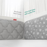 Baby Crib Bumper Pads- Washable, Grey Star Print, Thick, 4 Piece Set