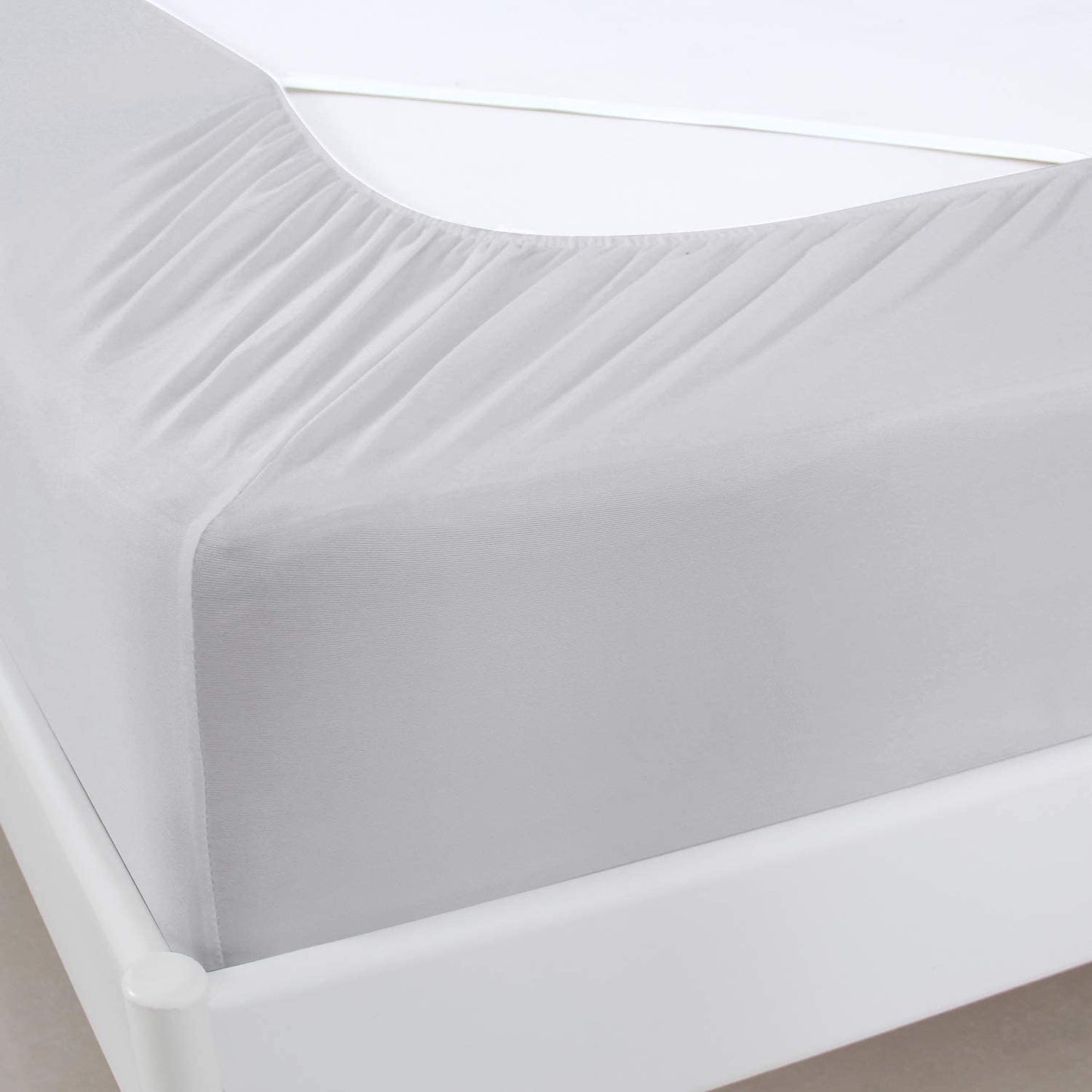 Box Spring Cover- Elastic Fabric Wrap, Sleek Alternative, Light Grey