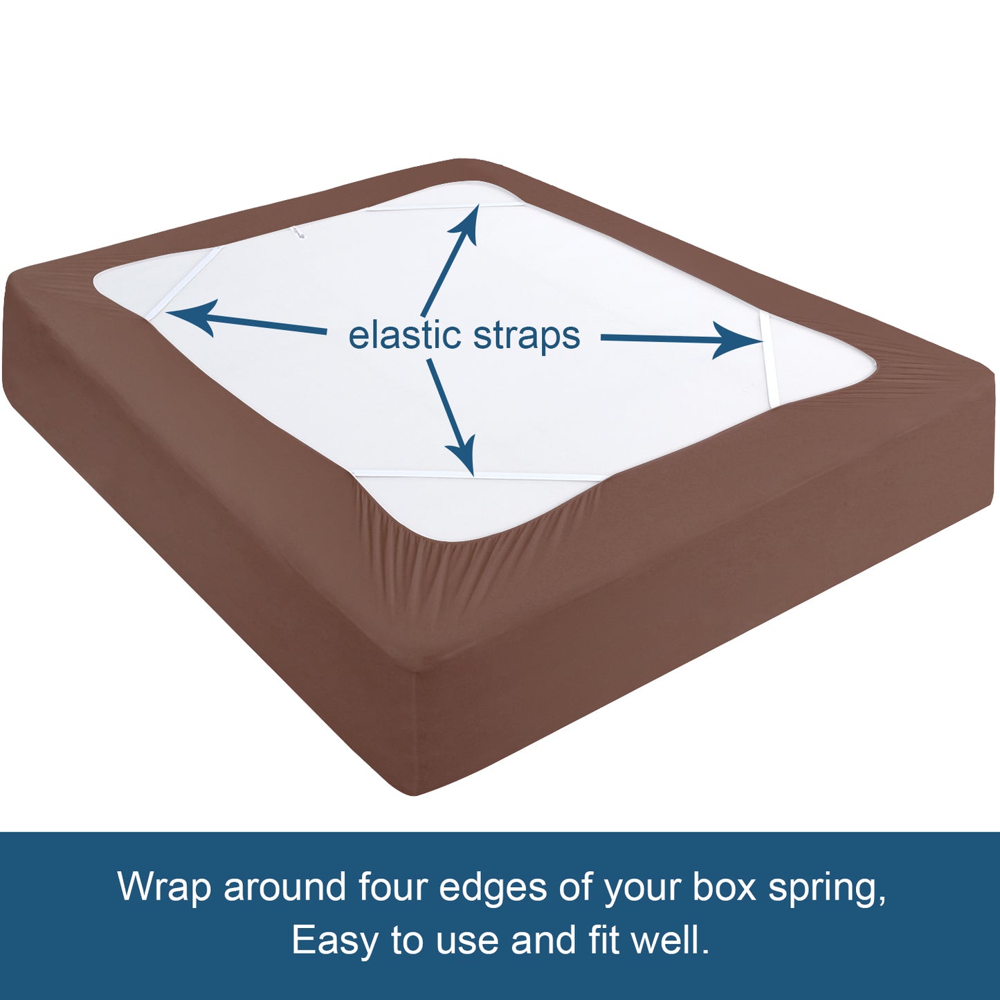 Box Spring Cover- Elastic Fabric Wrap, Sleek Alternative, Brown