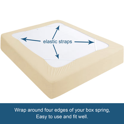 Box Spring Cover- Elastic Fabric Wrap, Sleek Alternative, Ivory