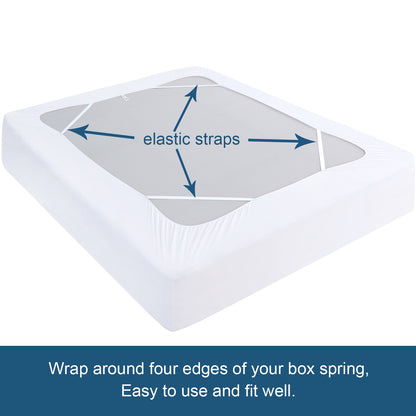 Box Spring Cover- Elastic Fabric Wrap, Sleek Alternative, White