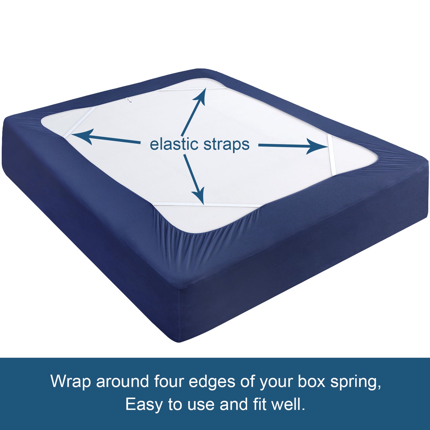 Box Spring Cover- Elastic Fabric Wrap, Sleek Alternative, Navy
