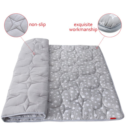 Baby Play Mat | Playpen Mat - 78.5" x 55", Large Padded Tummy Time Activity Mat for Infant & Toddler, Grey Star