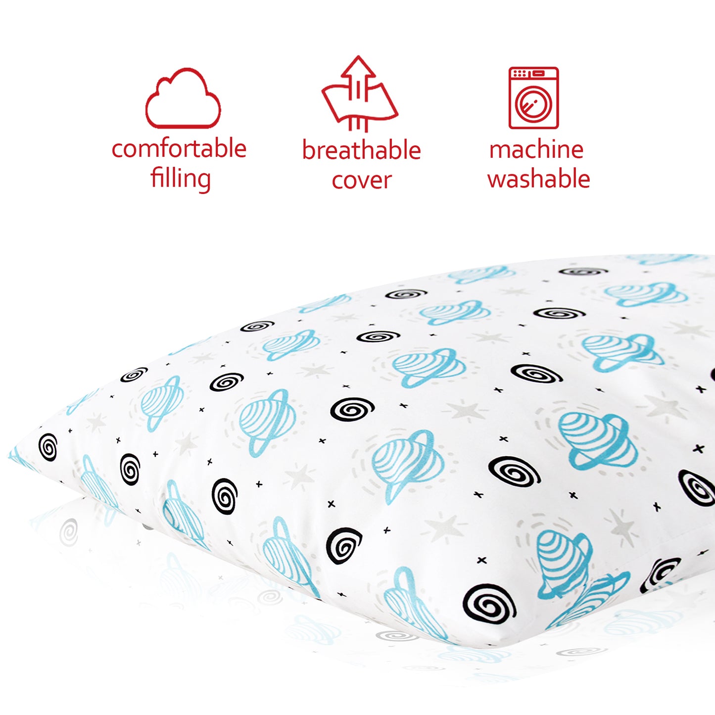 Toddler Pillow- Satellite Print, Hypoallergenic, Soft