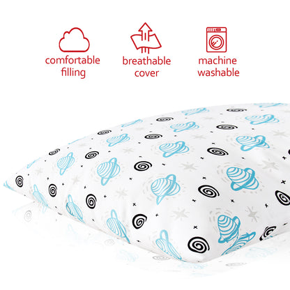 Toddler Pillow- Satellite Print, Hypoallergenic, Soft