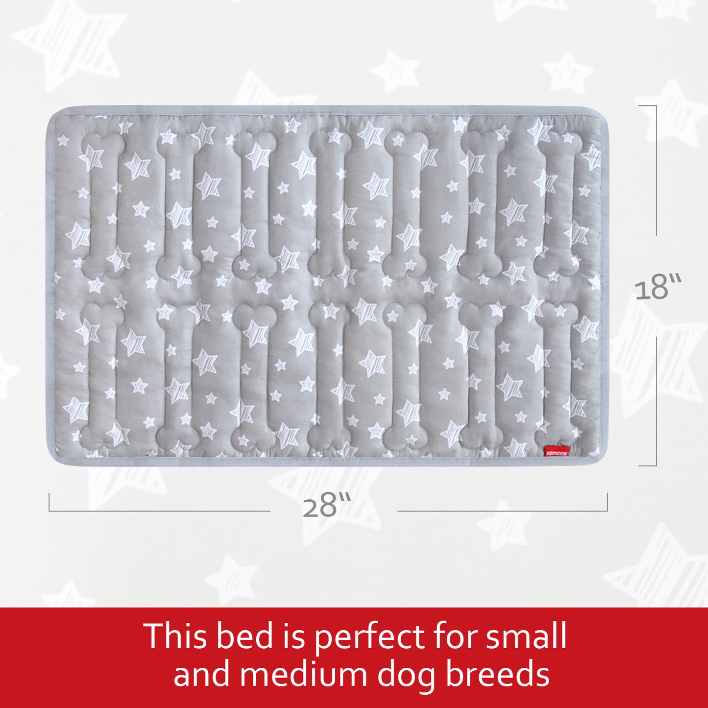 Dog Crate Mat- Soft ,Star Prints, Anti-Slip Bottom, Machine Washable,Grey Star