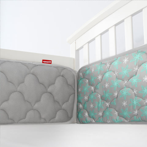 Baby Crib Bumper Pads- Breathable, Flower Print, 4 Piece Set