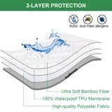 Waterproof Mattress Protector- Bamboo Jacquard Air Fabric, Hypoallergenic, Breathable, Fitted Up to 14" Deep