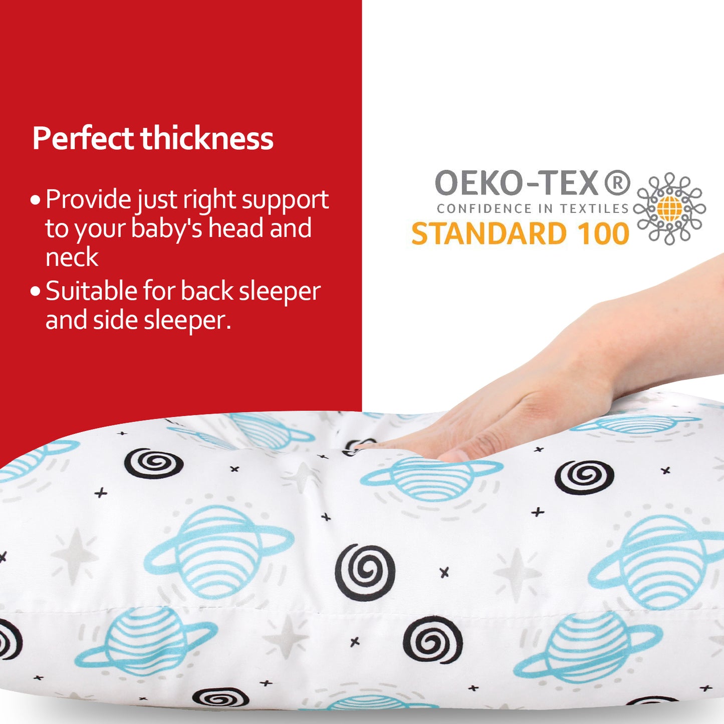 Toddler Pillow- Satellite Print, Hypoallergenic, Soft
