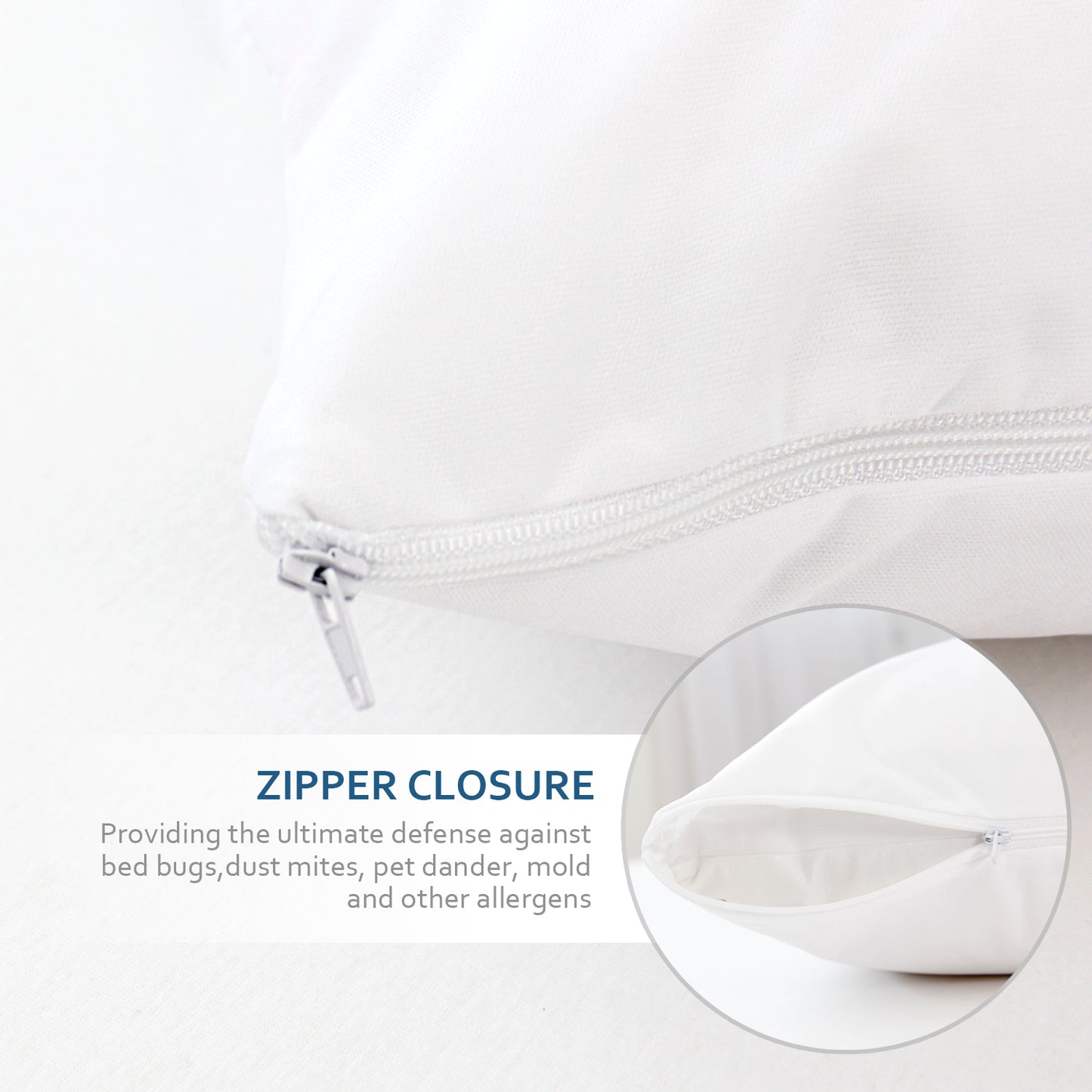 Waterproof Pillow Protector- 4 Pack White, Zippered, Durable