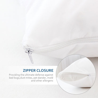 Waterproof Pillow Protector- 4 Pack White, Zippered, Durable