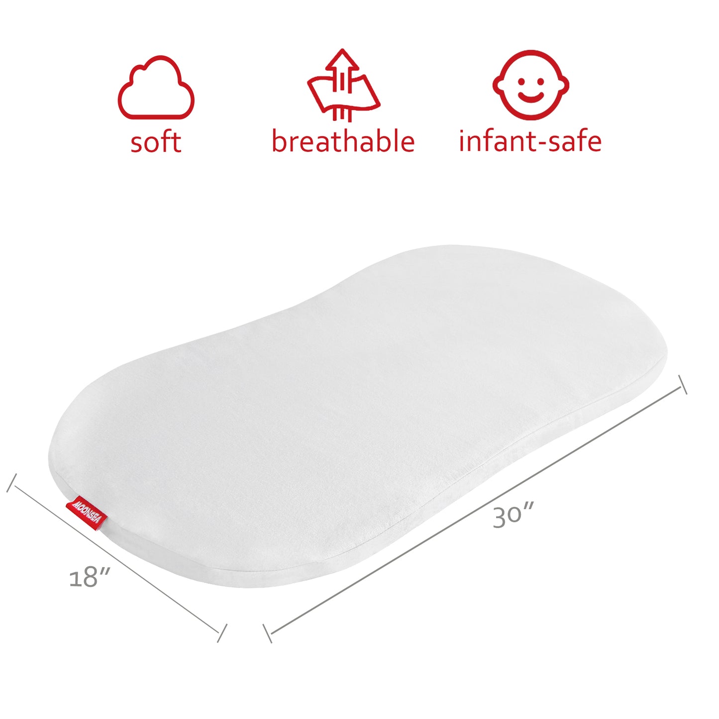 Bassinet Sheet- 100% Cotton Flannel, Soft, Breathable, 30" x 18", White