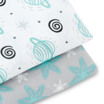 Baby Lounger Cover- 2 Pack, Satellite & Flower, Microfiber