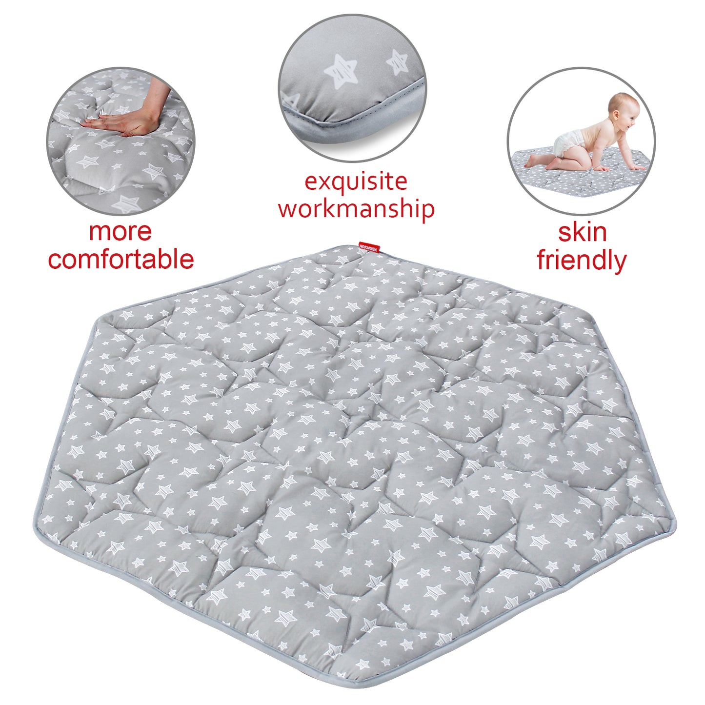 Baby Play Mat | Hexagon Playpen Mat - Padded and Non-Slip Activity Mat for Infant & Toddler