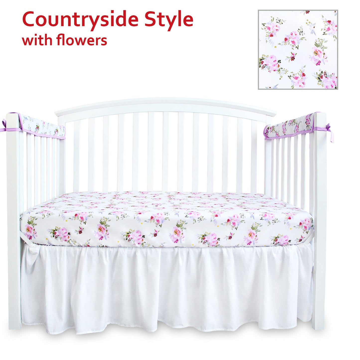 Crib Sheets - Fit For Standard Crib, Microfiber, Sheer Lilac Floral Pattern
