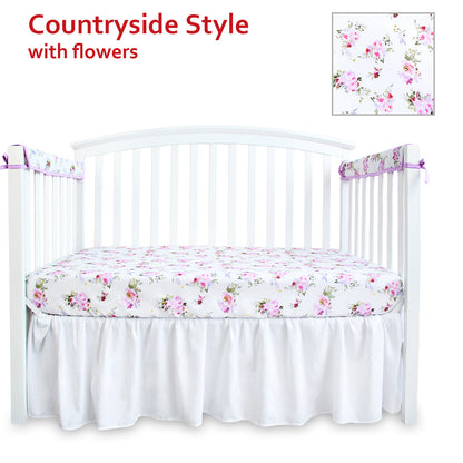 Crib Sheets - Fit For Standard Crib, Microfiber, Sheer Lilac Floral Pattern