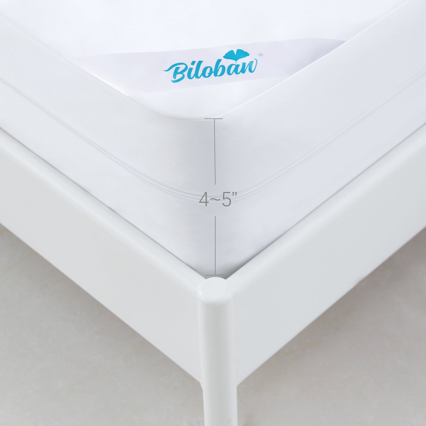 Zippered Box Spring Encasement- Dustproof, Waterproof 6 Sides, Fits 4-5 Inches Depth