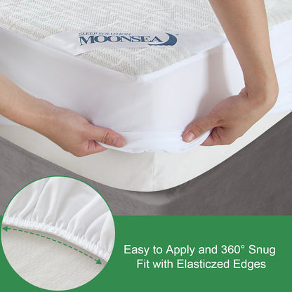 Waterproof Mattress Protector- Bamboo Jacquard Air Fabric, Hypoallergenic, Breathable, Fitted Up to 14" Deep