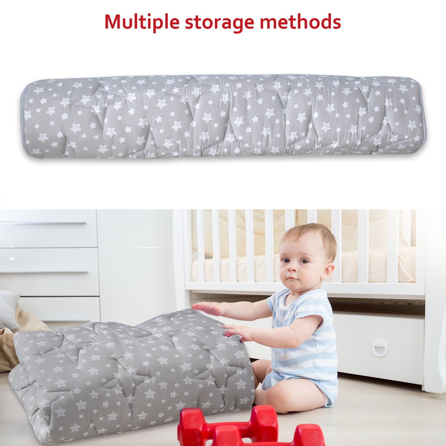 Baby Play Mat | Playpen Mat - 78.5" x 55", Large Padded Tummy Time Activity Mat for Infant & Toddler, Grey Star