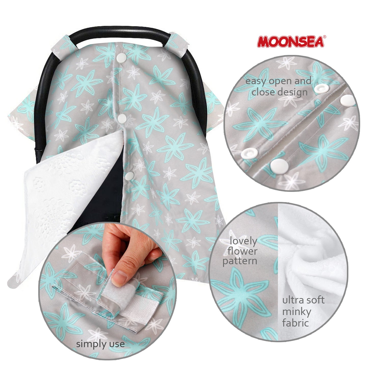 Baby CarSeat Canopy- Nursing Cover, Flower Pattern