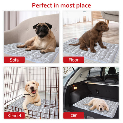 Dog Crate Mat- Soft ,Star Prints, Anti-Slip Bottom, Machine Washable,Grey Star