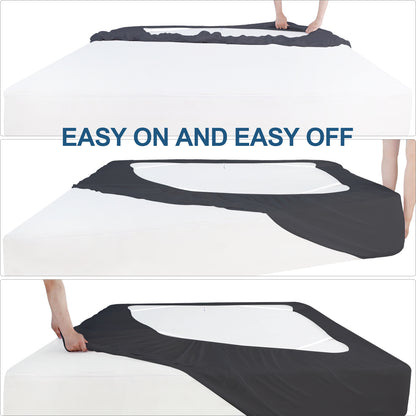 Box Spring Cover- Elastic Fabric Wrap, Sleek Alternative, Black