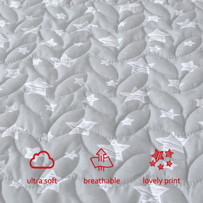 Travel Crib Sheet- Quilted, Breathable, Stars Print