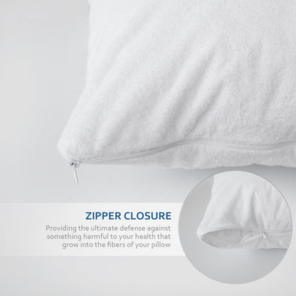 Bamboo Terry Waterproof Pillow Protector with Zipper