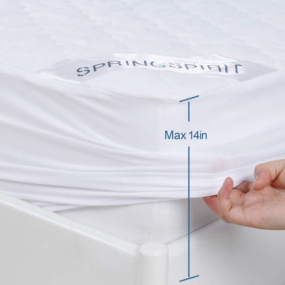 Waterproof Mattress Protector -Microfiber Quilted, Fitted up to 14 inches Depth