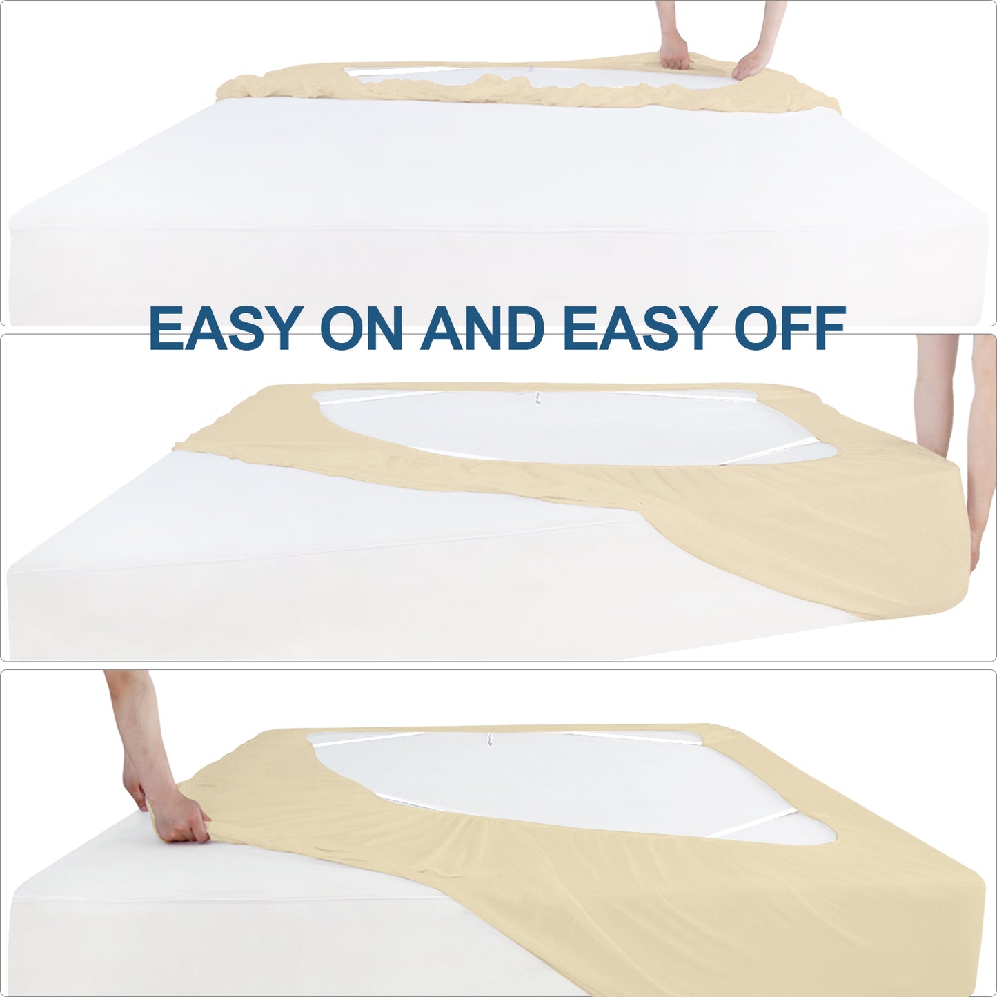 Box Spring Cover- Elastic Fabric Wrap, Sleek Alternative, Ivory