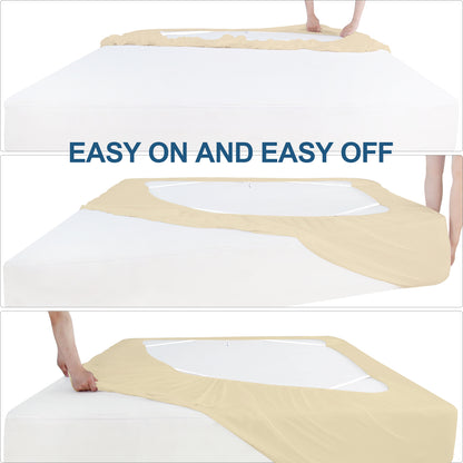Box Spring Cover- Elastic Fabric Wrap, Sleek Alternative, Ivory