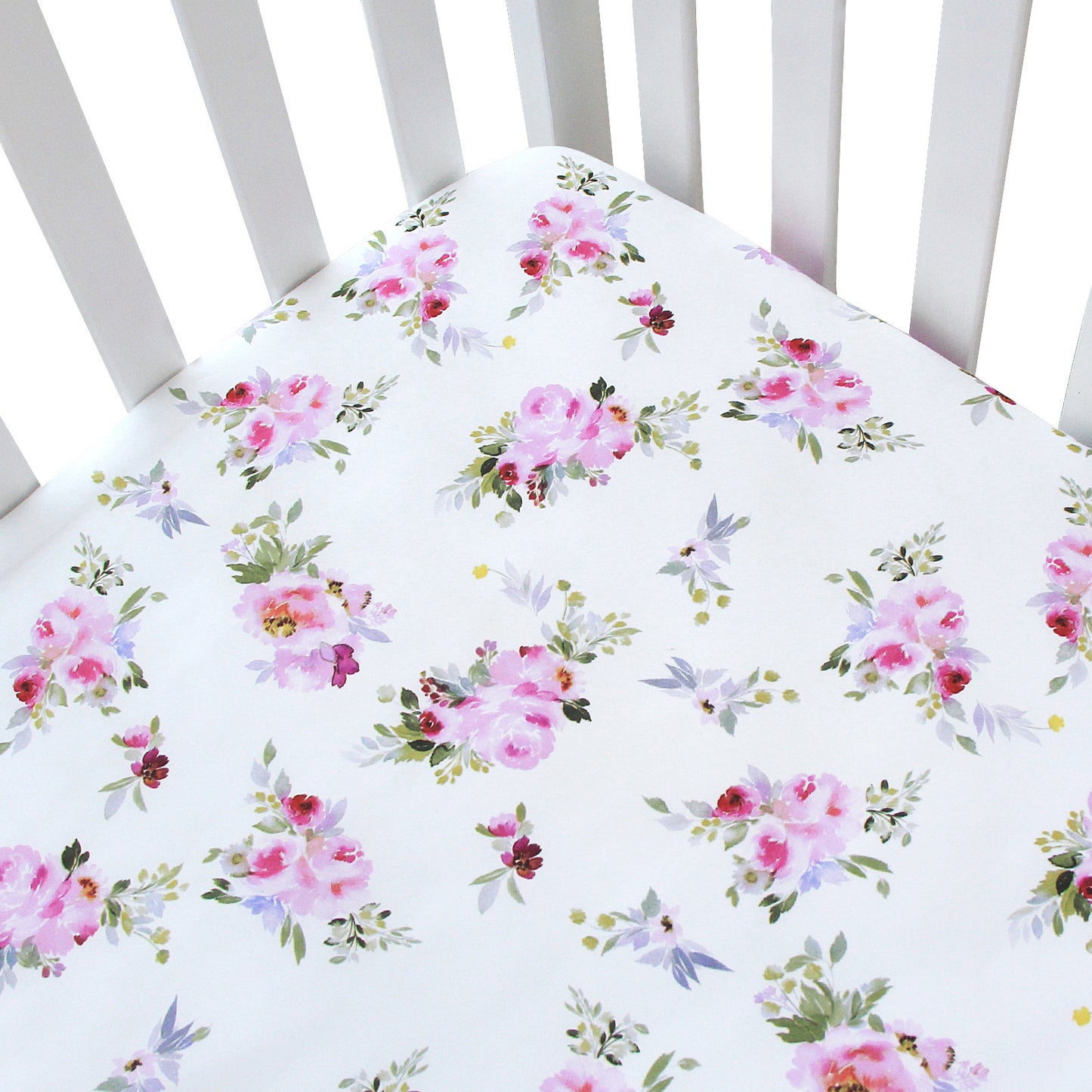 Crib Sheets - Fit For Standard Crib, Microfiber, Sheer Lilac Floral Pattern