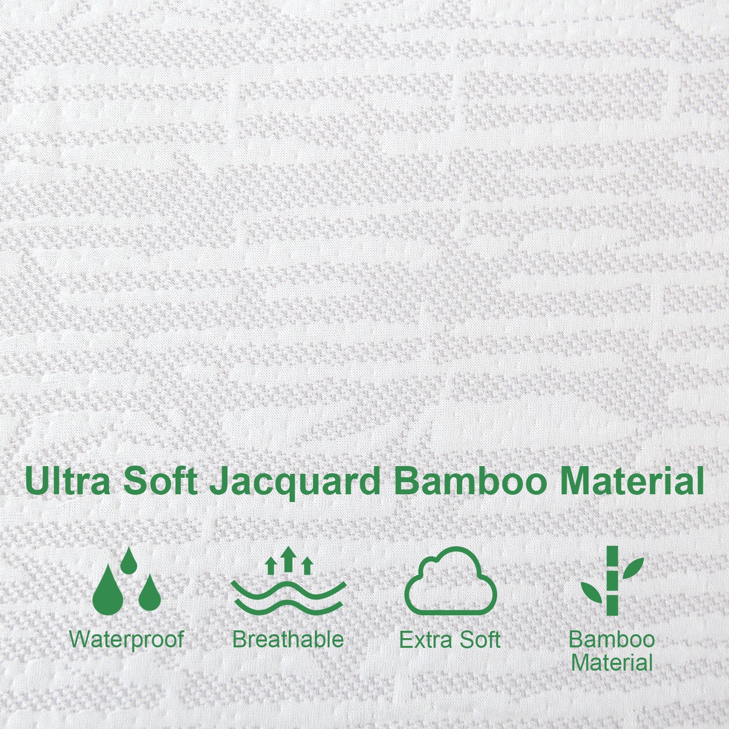 Mattress Cover/Protector- Bamboo Jacquard Air Fabric, Waterproof, Fitted Up to 14" Deep,Grey