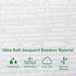 Waterproof Mattress Protector- Bamboo Jacquard Air Fabric, Hypoallergenic, Breathable, Fitted Up to 14" Deep
