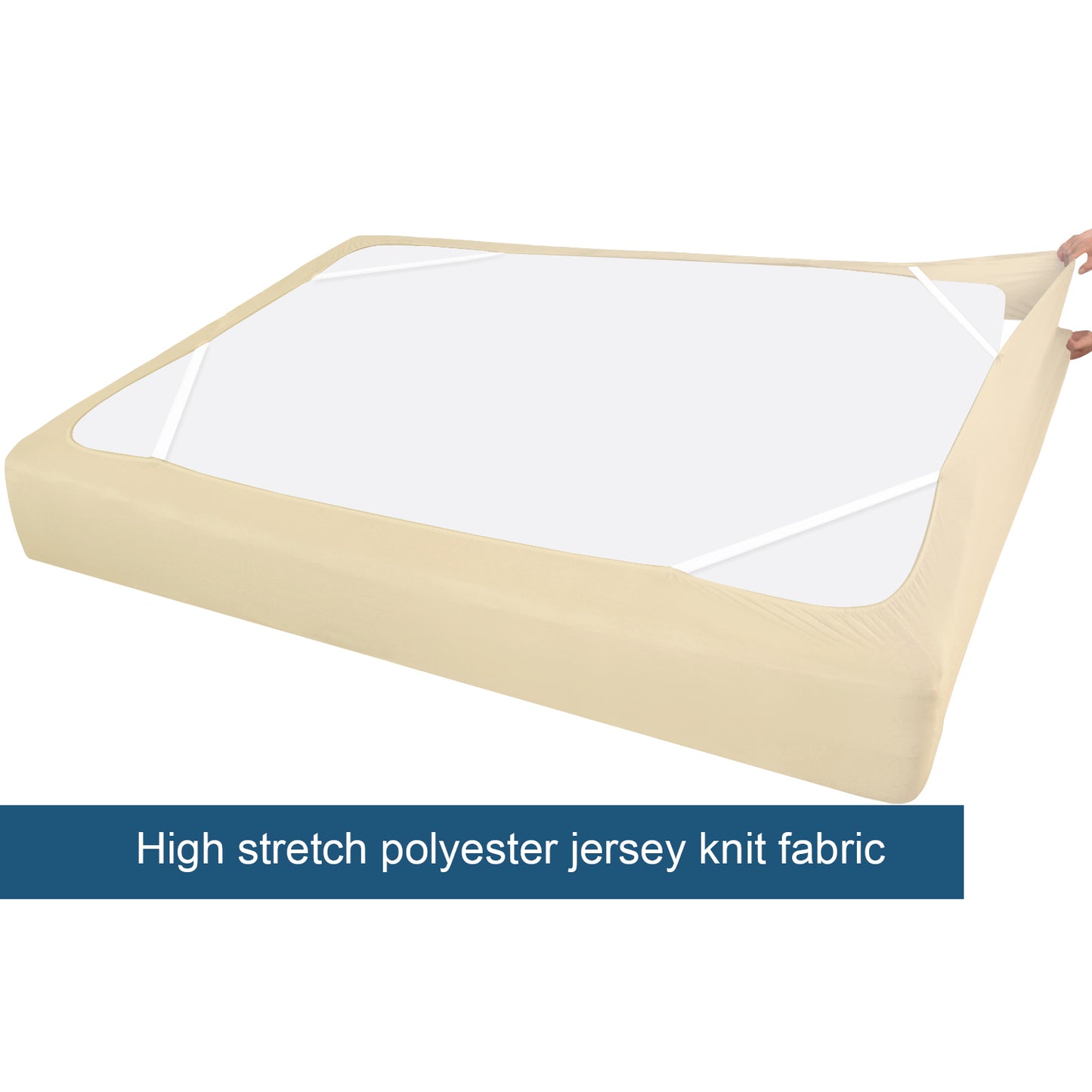 Box Spring Cover- Elastic Fabric Wrap, Sleek Alternative, Ivory