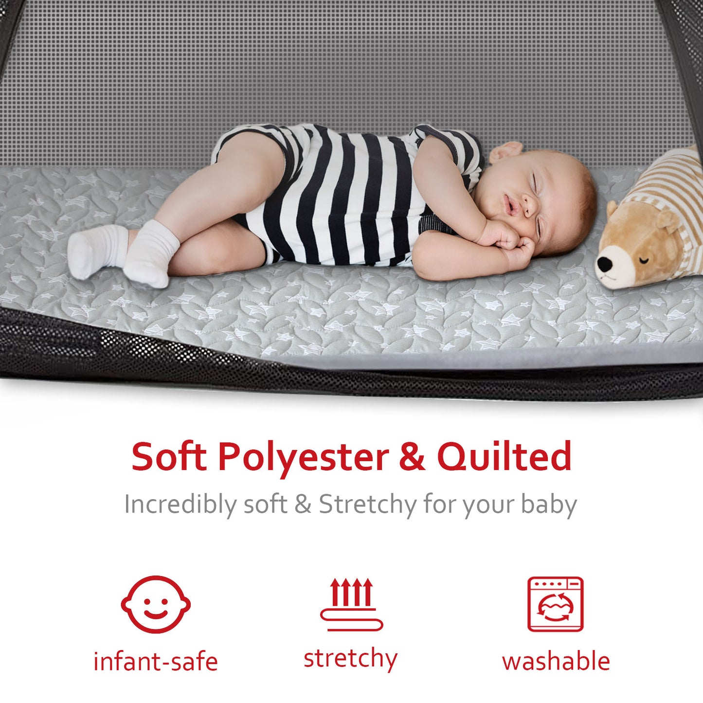 Travel Crib Sheet- Quilted, Breathable, Stars Print