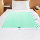 Bed Pads for Incontinence- 2 Pack Green,  Absorbent, Reusable, Slip Resistant