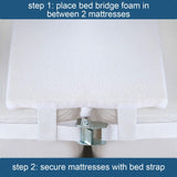 Bed Bridge- Converter Kit, Memory Foam Filler, Non-Skid Bottom