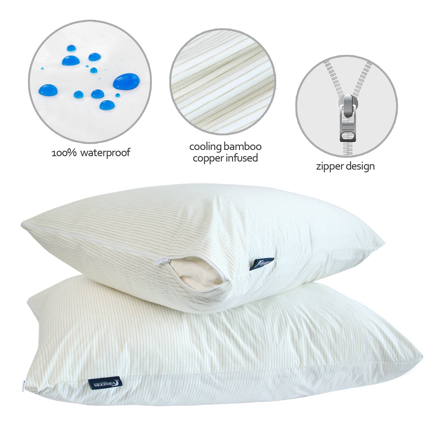 Bamboo Copper Infused Pillow Protector 20'' X 26'' Standard Size 2 Pack