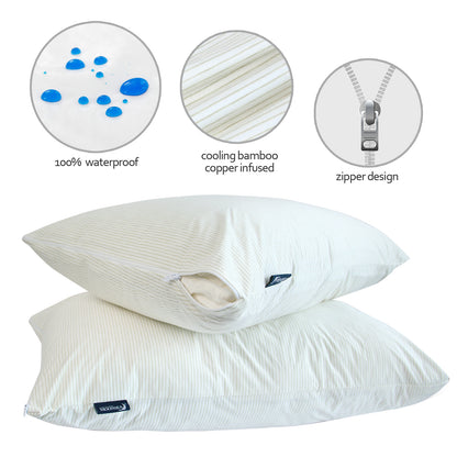 Bamboo Copper Infused Pillow Protector 20'' X 26'' Standard Size 2 Pack