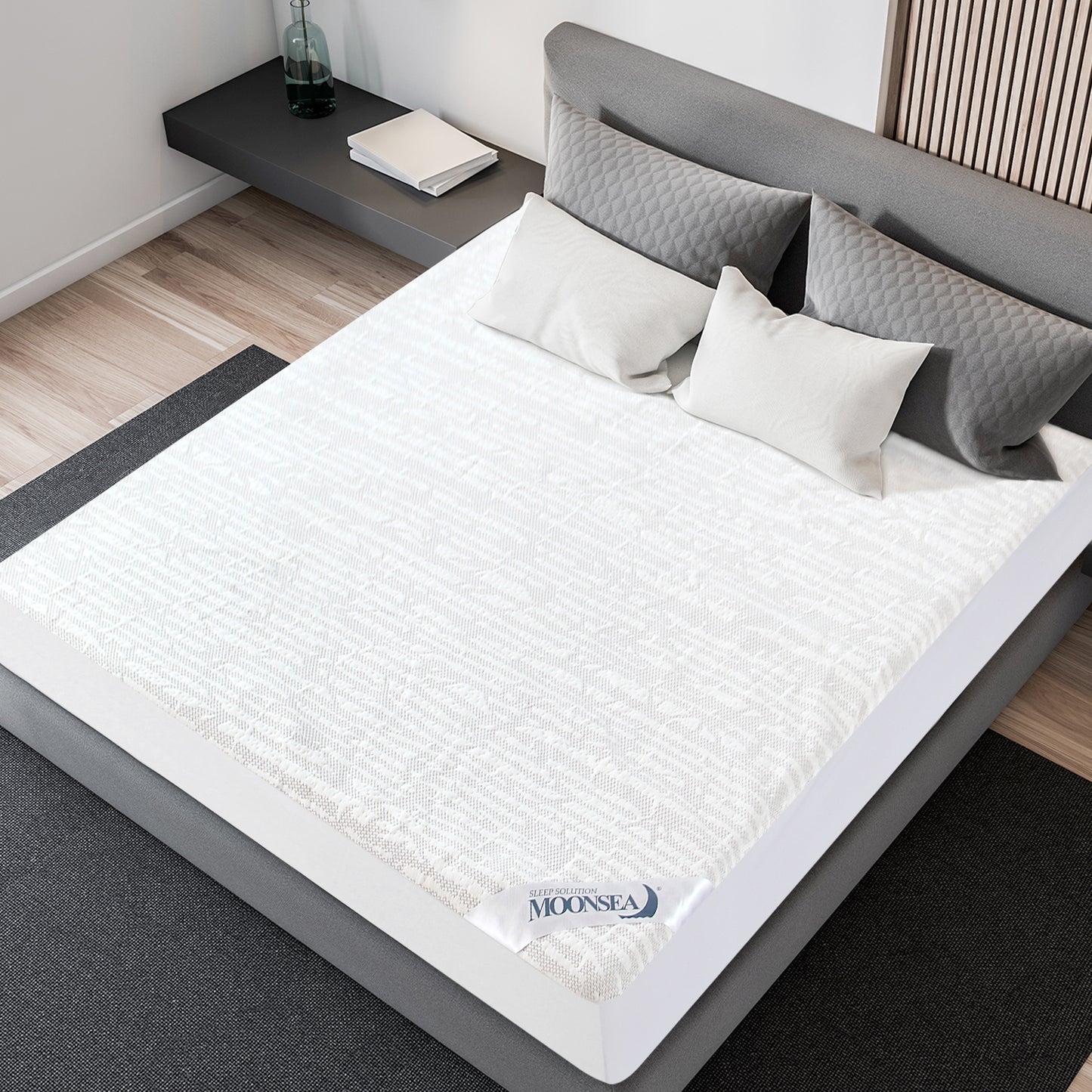 Mattress Cover/Protector- Bamboo Jacquard Air Fabric, Waterproof, Fitted Up to 14" Deep,Grey