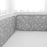 Baby Crib Bumper Pads- Washable, Grey Star Print, Thick, 4 Piece Set