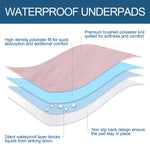 Bed Pads for Incontinence- 2 Pack Pink,  Absorbent, Reusable, Slip Resistant