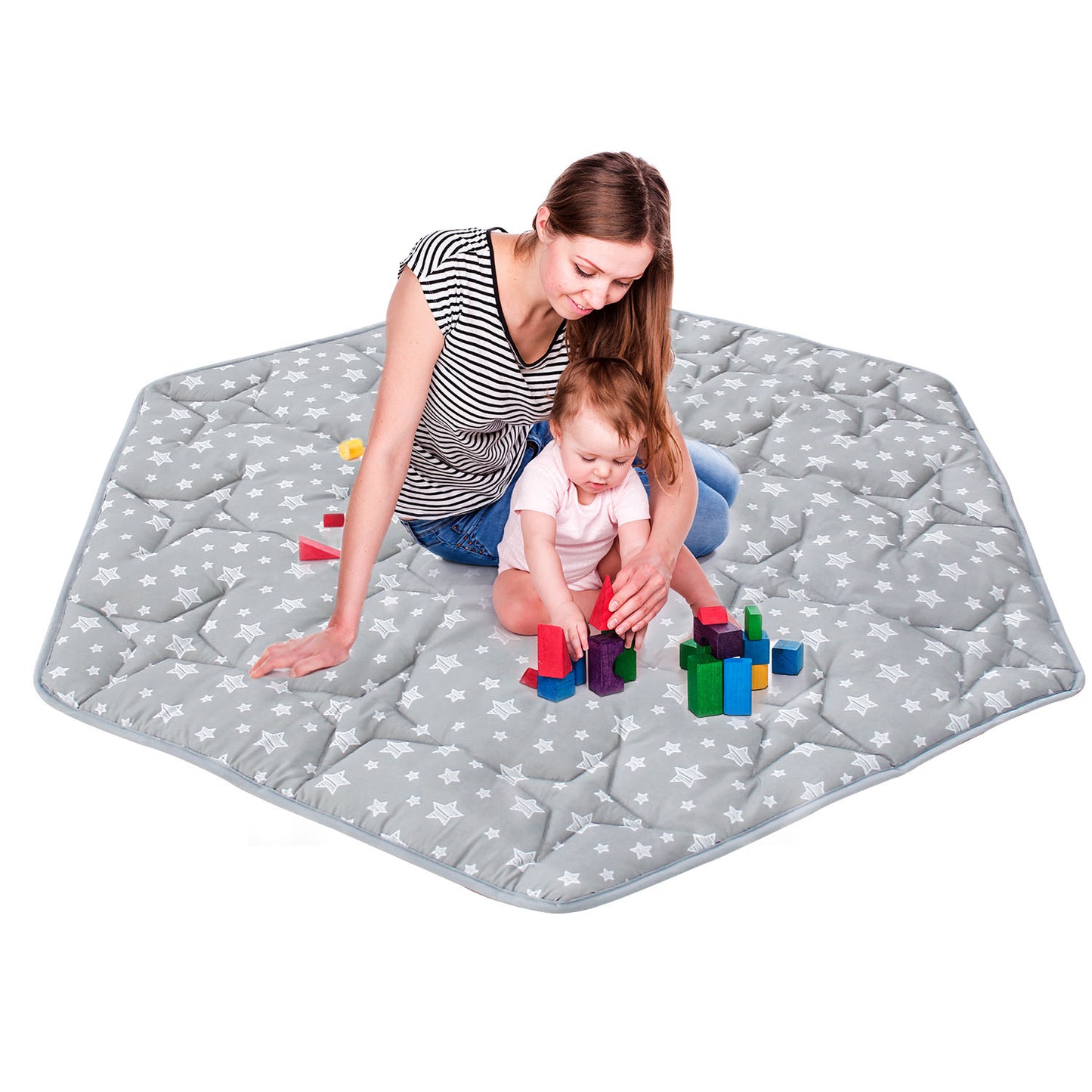 Baby Play Mat | Hexagon Playpen Mat - Padded and Non-Slip Activity Mat for Infant & Toddler