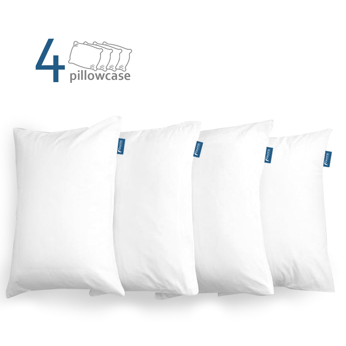 Waterproof Pillow Protector- 4 Pack White, Zippered, Durable