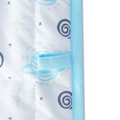 Toddler Nap Mat- Removable Pillow and Fleece Minky Blanket, 21" x 50", Planet
