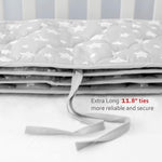 Baby Crib Bumper Pads- Washable, Grey Star Print, Thick, 4 Piece Set
